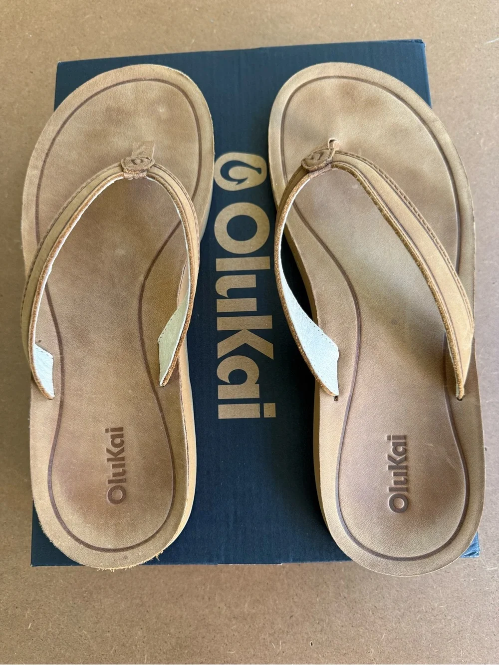 OluKai Southshore Flip Flops in Toffee - Picture 4 of 5